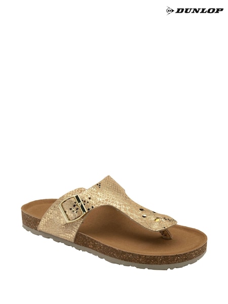 Dunlop Gold Leather Toe-Post Sandals (F66419) | £35