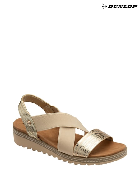 Dunlop Gold Elasicated Strap Wedge Sandals (F66423) | £35