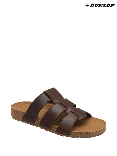 Dunlop Brown Mens Leather Mules (F66440) | £40