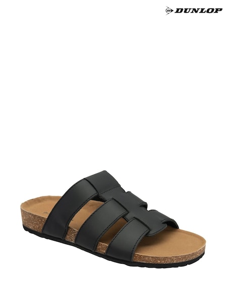 Dunlop Black Mens Leather Mules (F66449) | £40