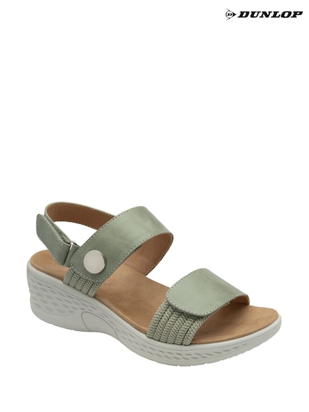 Dunlop Green Twin Strap Touch Fasten Wedge Sandals (F66469) | £35