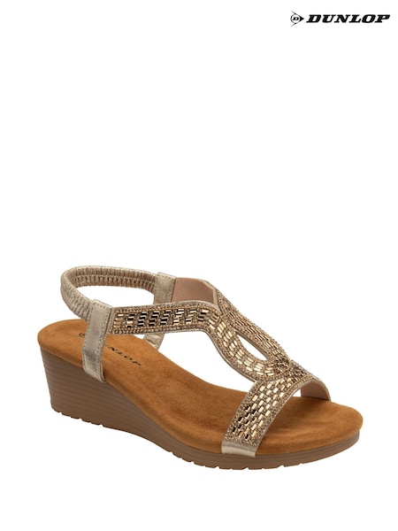 Dunlop Gold Tear-Drop Wedge Elasticated Sandals (F66470) | £35