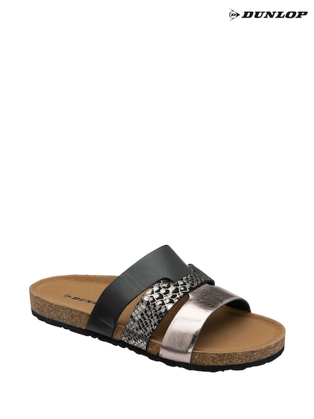 Dunlop Black Leather Multi-Strap Mules Sandals (F66485) | £35