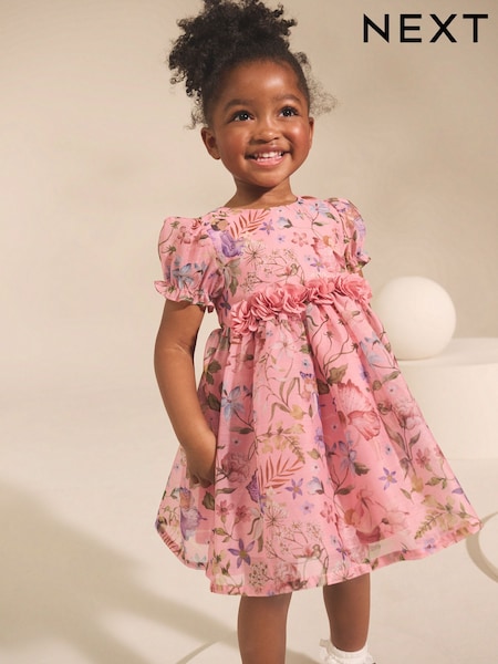 Pink Fairy Girl Flower Print Corsage Dress (3mths-8yrs) (F66646) | £23 - £29