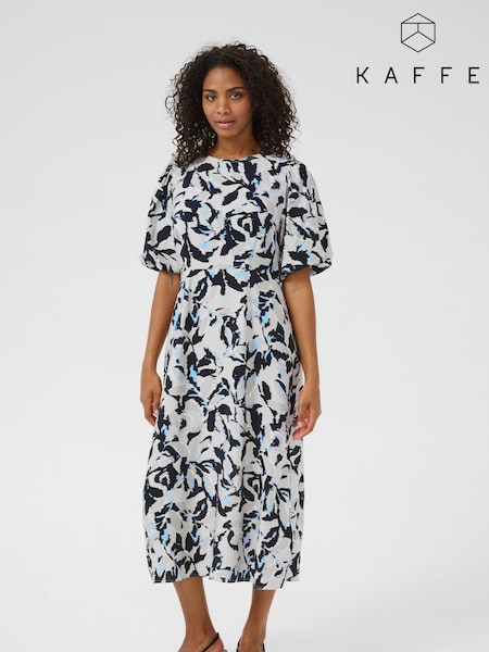 Kaffe Blue Kapaco Short Sleeve Midi Dress (F66680) | £80