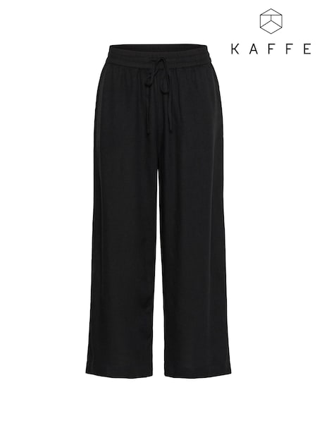 Kaffe KAmilia Cropped Wide Black Trousers (F66699) | £50