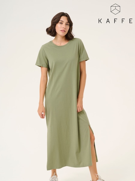 Kaffe Green Celina Full Length T-Shirt 100% Cotton Dress (F66702) | £40