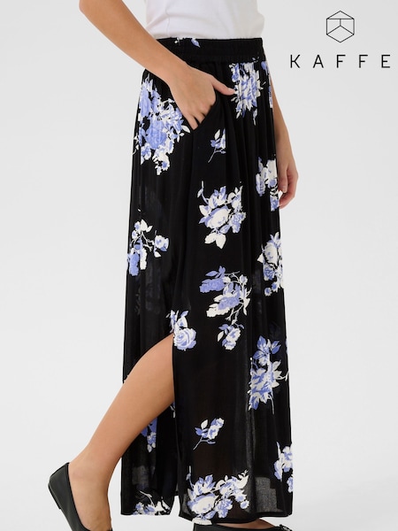 Kaffe Blue KAedita Amber Floral A-Line Skirt (F66703) | £50