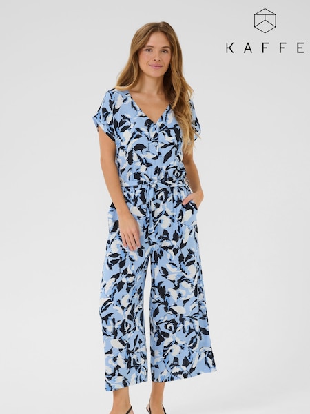 Kaffe Blue KAmira Plain Weave Cropped Jumpsuit (F66707) | £35