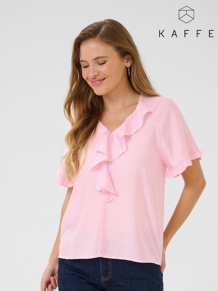 Kaffe Pink Kamariana Ruffle Detail Blouse (F66727) | £45