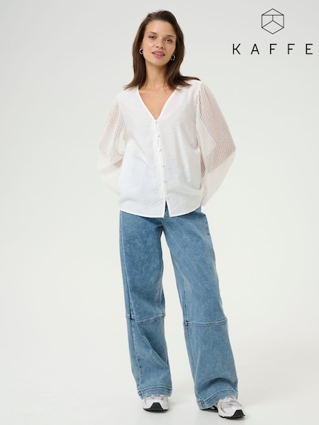 Kasonja V-Neck Buttoned Lace Blouse (F66728) | £50