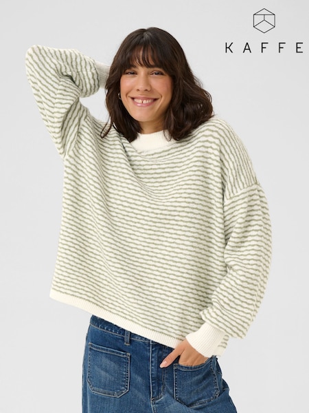 Kaffe Green KAellery Crew Neck Casual Fit Pullover Jumper (F66743) | £50