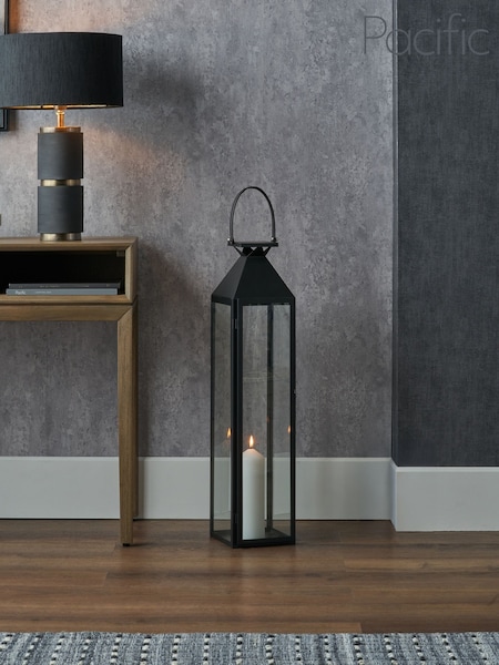 Pacific Lifestyle Black Glass Tall Medium Lantern (F66746) | £70