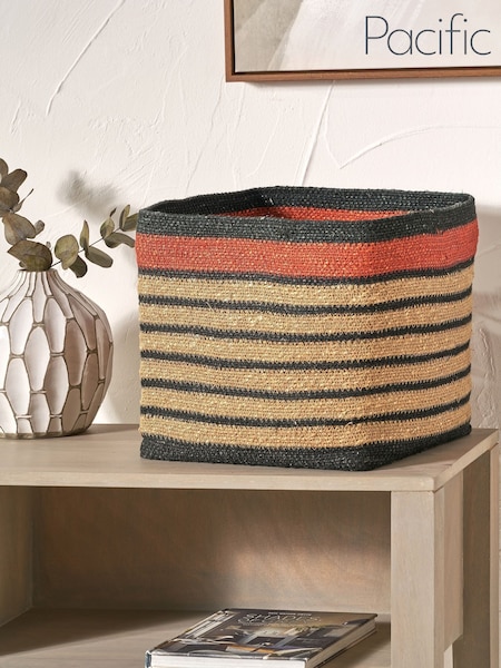 Pacific Lifestyle Orange Seagrass Stripe Square Basket (F66758) | £45