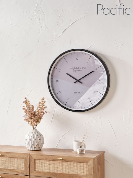 Pacific Lifestyle Black Metal Printed Face Wall Clock (F66760) | £150