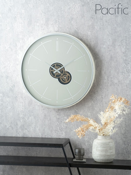 Pacific Lifestyle Ivory Metal Working Cog Wall Clock (F66761) | £125