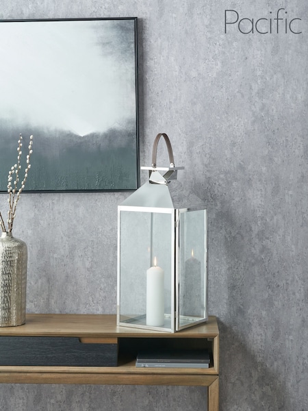 Pacific Lifestyle Silver Glass Lantern (F66765) | £70