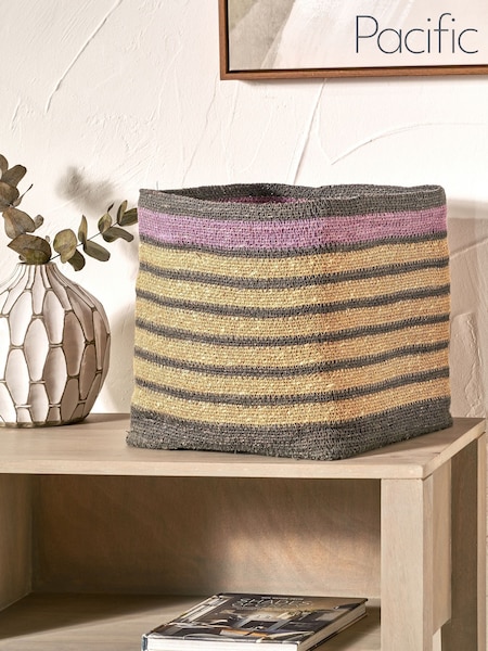 Pacific Lifestyle Purple Seagrass Stripe Square Basket (F66769) | £45