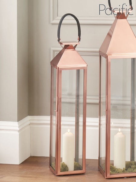 Pacific Lifestyle Copper Glass Medium Lantern (F66774) | £140