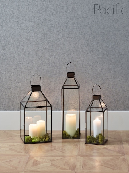 Pacific Lifestyle Antique Brass Glass Square Lantern (F66779) | £150