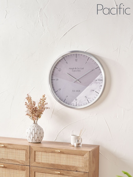 Pacific Lifestyle Silver Metal Printed Face Wall Clock (F66797) | £150