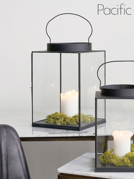 Pacific Lifestyle Black Glass Square Lantern (F66803) | £150