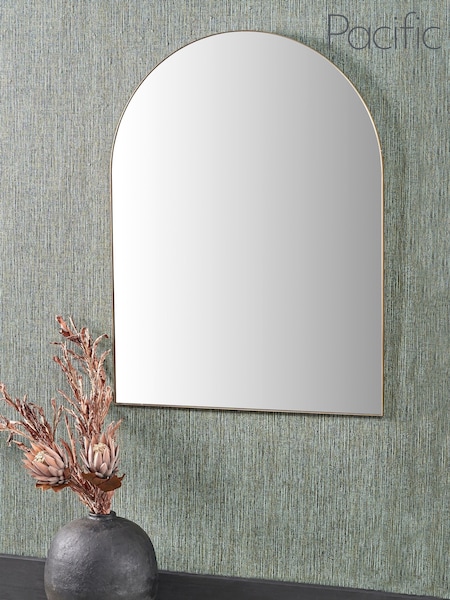 Pacific Lifestyle Gold Metal Slim Frame Tall Arch Wall Mirror (F66814) | £299