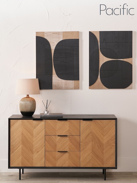 Pacific Lifestyle 2 Pack Black Wooden Textured Design Wall Arts (F66816) | £150