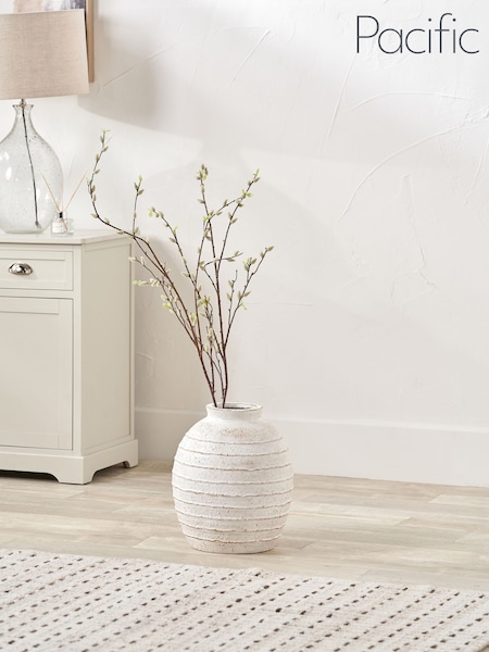 Pacific Lifestyle White Fibrestone Decorative Ribbed Medium Vase (F66818) | £80
