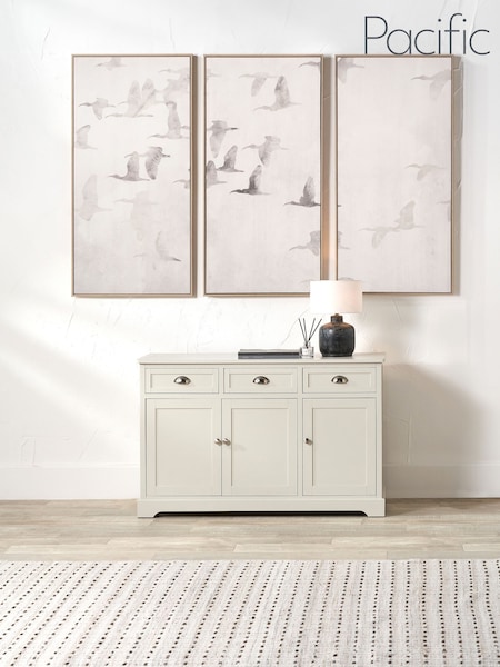 Pacific Lifestyle 3 Pack White Birds Canvases Wall Art With Natural Frames (F66826) | £270