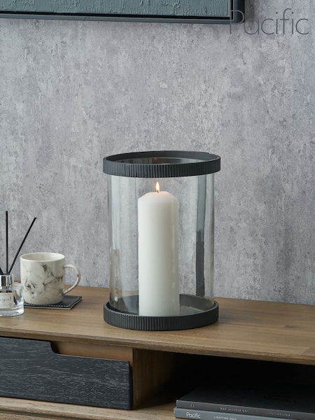 Pacific Lifestyle Black Ribbed Metal and Clear Glass Large (F66835) | £90