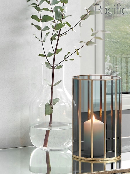 Pacific Lifestyle Brass Glass Panelled Hurricane (F66837) | £70