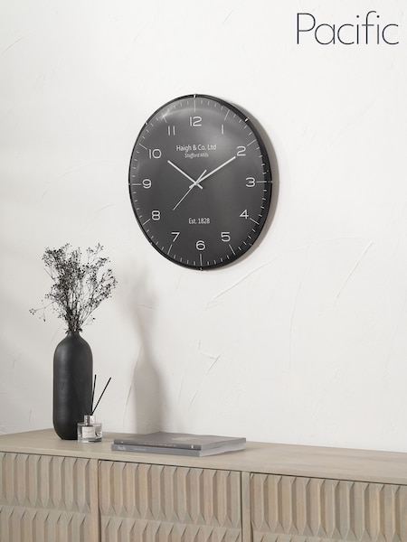 Pacific Lifestyle Black Dome Glass Wall Clock (F66840) | £50
