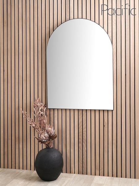 Pacific Lifestyle Black Metal Slim Frame Tall Arch Wall Mirror (F66846) | £299