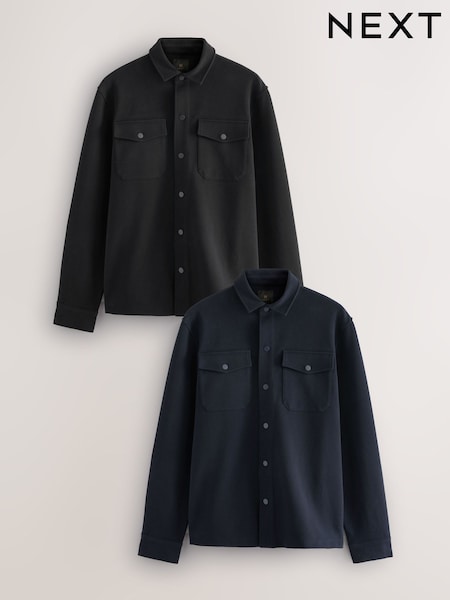 Black/Navy Blue Popper Shacket 2 Pack (F66921) | £80