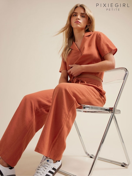 PixieGirl Petite Red Wide Leg Trousers (F66956) | £34