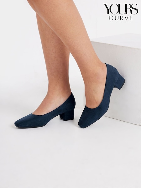 Yours Curve Blue Extra-Wide Fit Square Toe Court Shoes (F67023) | £39