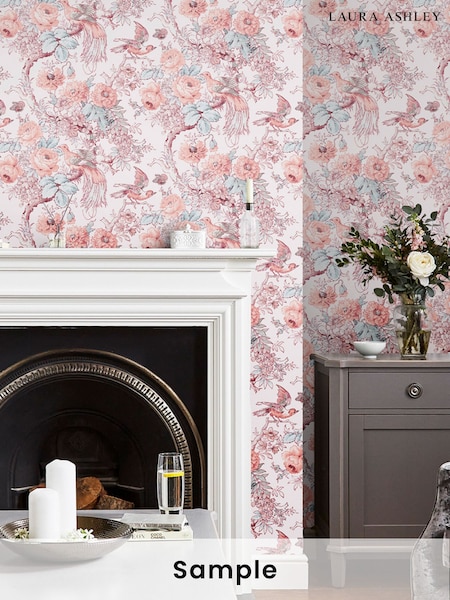 Laura Ashley Blush Birtle Blush A4 Wallpaper Sample (F67130) | £1