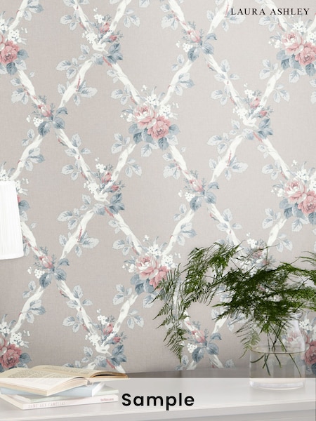 Laura Ashley Dove Grey Elwyn A4 Wallpaper Sample (F67142) | £1