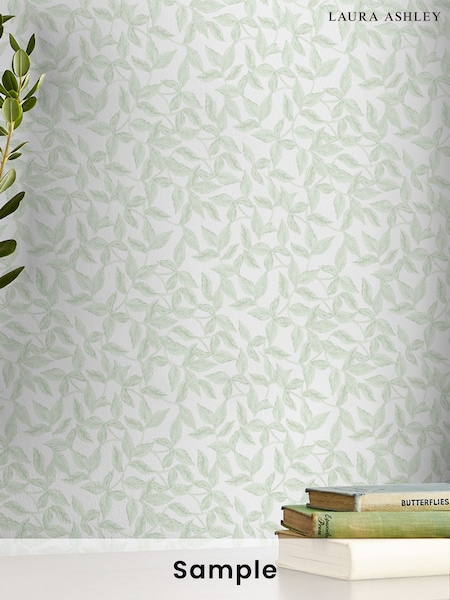 Laura Ashley Eau De Nil Erwood Pale A4 Wallpaper Sample (F67145) | £1