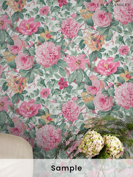 Laura Ashley Rose Aveline Rose A4 Wallpaper Sample (F67146) | £1