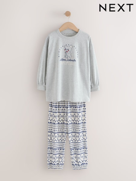 Blue/Grey Bear Print Fairisle Pyjamas (3-16yrs) (F67200) | £14 - £22