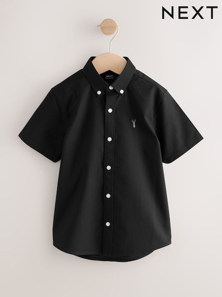 Black Logo Short Sleeve Cotton Rich Oxford Shirt (3-16yrs) (F67205) | £10 - £15