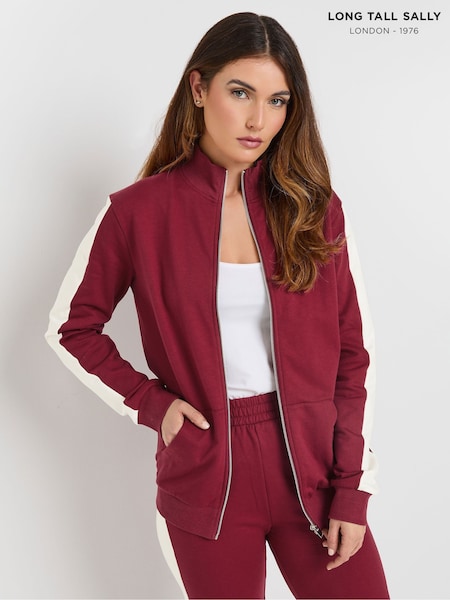 Long Tall Sally Red Side Panel Zip Up  100% Cotton Sweatshirt (F67217) | £33