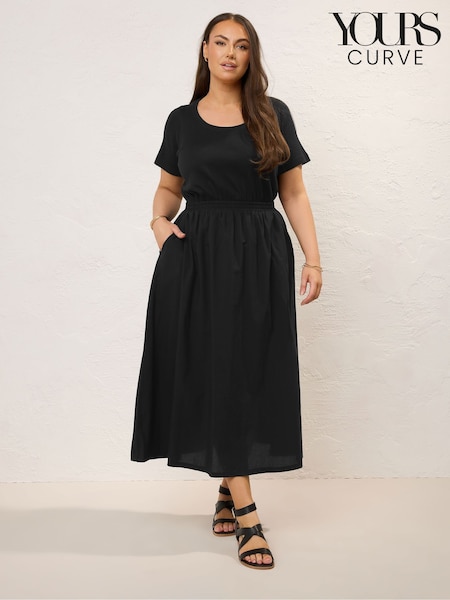 Yours Curve Black Midaxi 100% Cotton Dress (F67230) | £31