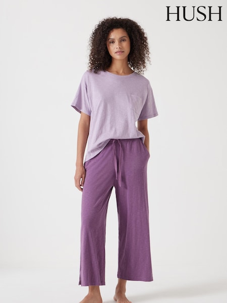 Hush Purple Mila 100% Cotton Culottes Pyjamas (F67276) | £60