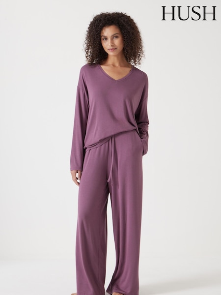 Hush Purple Nox Jersey V-Neck Pyjamas (F67288) | £70