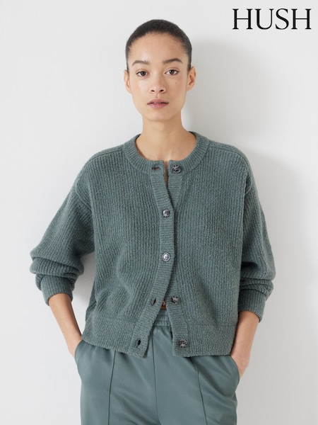 Hush Green Button Front Rib Cardigan (F67310) | £100