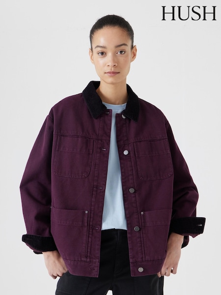 Hush Red 100% Cotton Corduroy Collar Jacket (F67316) | £170