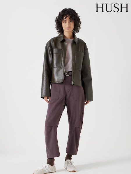 Hush Purple Cordi Barrel Leg Trousera (F67322) | £90